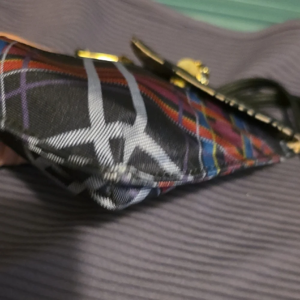 Juicy Couture Black and Multicolor Plaid Crossbody Bag
